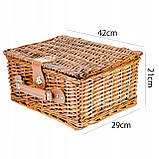 Жовтий пікнічний кошик Zq1-4472 з лози набір приладдя для 4 осіб подарунок на романтичну подорож, фото 10