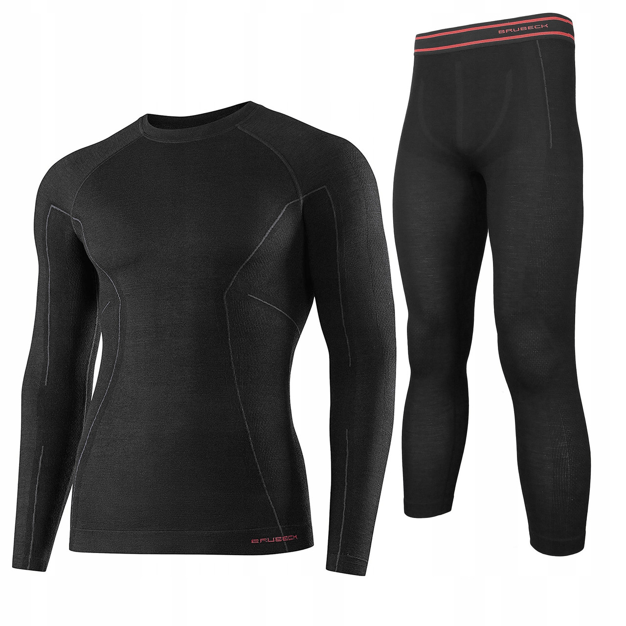 Комплект білизни Brubeck Active Wool чорний розм Xl чоловіча термоактивна білизна з мериносової термічної вовни