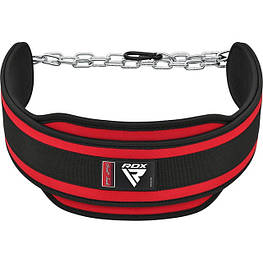 Пояс для обтяжень з ланцюгом RDX PRO DIPPING BELT 2 LAYER  неопреновий Red aiw Оригинал 4288