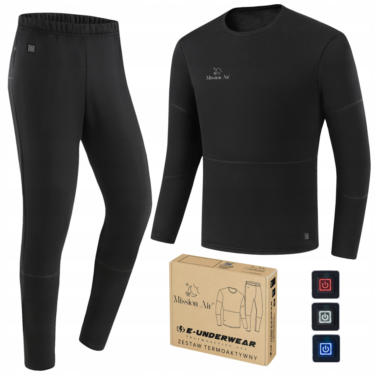 Комплект Mission Air E-underwear Set Man чорний р термоактивне підігрівнe чоловіче білизна термічний одяг з підігрівом