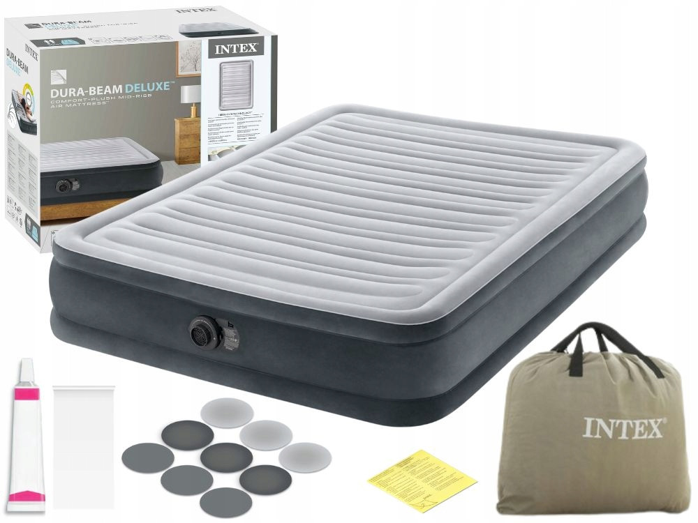 Intex 67768nd надувний матрац з насосом 137x191x33cm двомісне ліжко з насосом 230v + ремонтний комплект