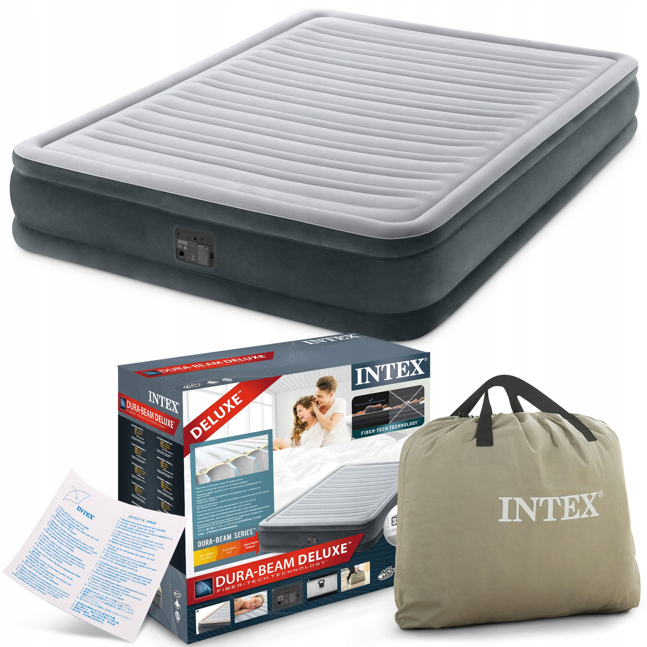 Intex 67770nd надувний матрац з насосом 152x203x33cm