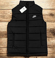 Мужская жилетка Nike (безрукавка найк) спортивная жилет стеганый Турция черный. Живое фото