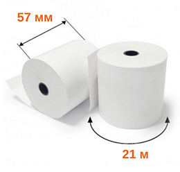 Папір для касових апаратів касова стрічка одношаровий терморулон 57 мм 21 м 153657