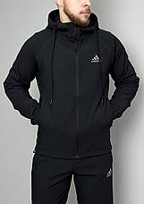 Спортивний костюм Adidas весна осінь, чоловічий спорт- костюм Адідас із капюшоном чорний, фото 3