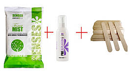 Преміум набір для депіляції SENSES: гіпоалергенний віск 750 гр, гель перед депіляцією 150мл, шпателі 100шт.