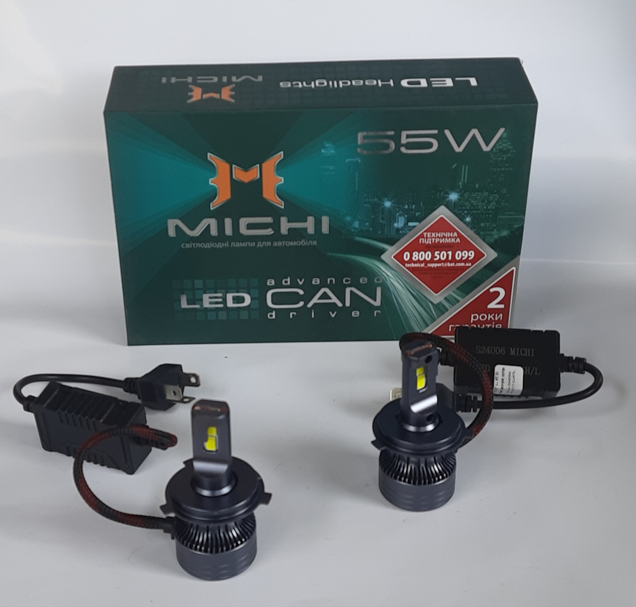 Світлодіодні лампи Michi MI LED Can H4 5500K 12V 24V 55W (з обманкою)