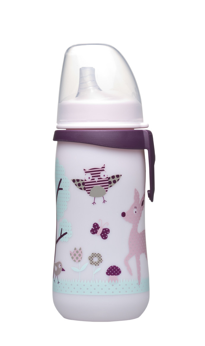 Поільник Nip РР з широкою горловиною+ твердий носик з 12 місяців 330 мл. дівчинка,"PET-Box" (Ніп) 35050, фото 1