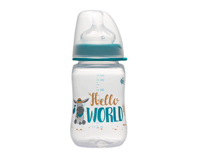 Пляшечка Nip з широкою горловиною,260 мл. (хлопчик), силікон,від 0 місяців, М середній потік, (Ніп) 35041, фото 1
