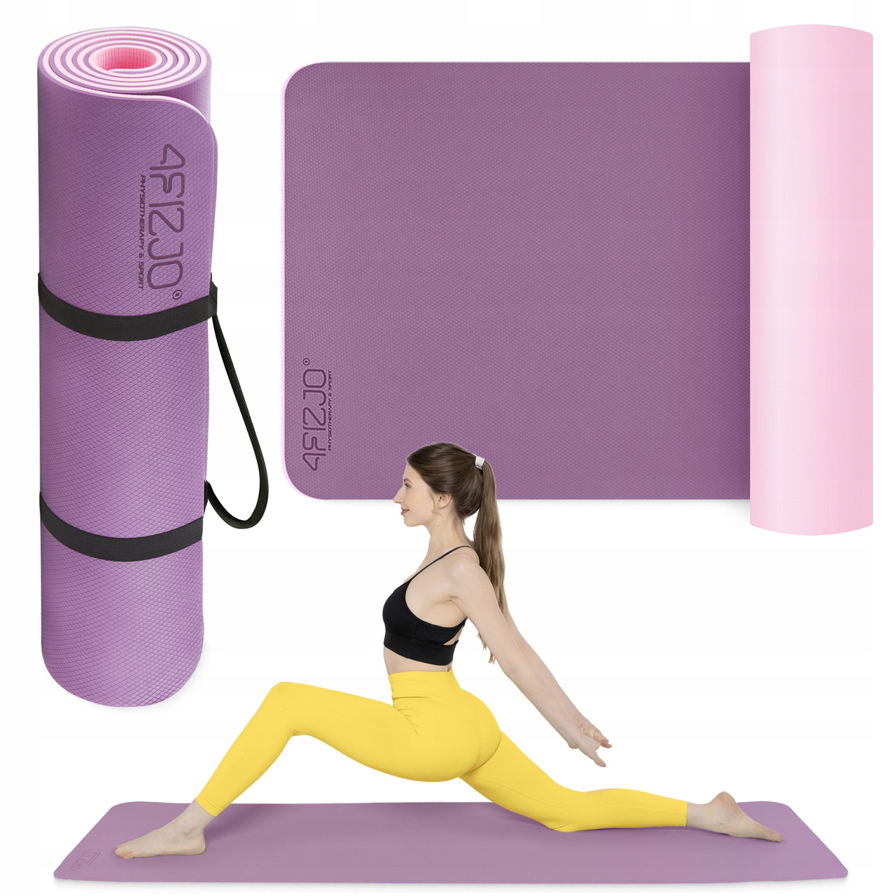 Килимок (мат) спортивний 4FIZJO TPE 180 x 60 x 0.6 см для йоги та фітнесу Violet/Pink (P-5907739316950)