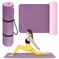 Килимок (мат) спортивний 4FIZJO TPE 180 x 60 x 1 см для йоги та фітнесу Violet/Pink (P-5907739316967)