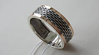 Серебряное кольцо с золотой пластинкой, фото 1