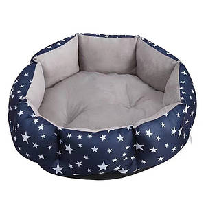 Лежак для котів собак круглий SY-2022-1208 Blue Stars L 60*18 см