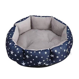 Лежак для котів собак круглий SY-2022-1208 Blue Stars M (50*18 см)