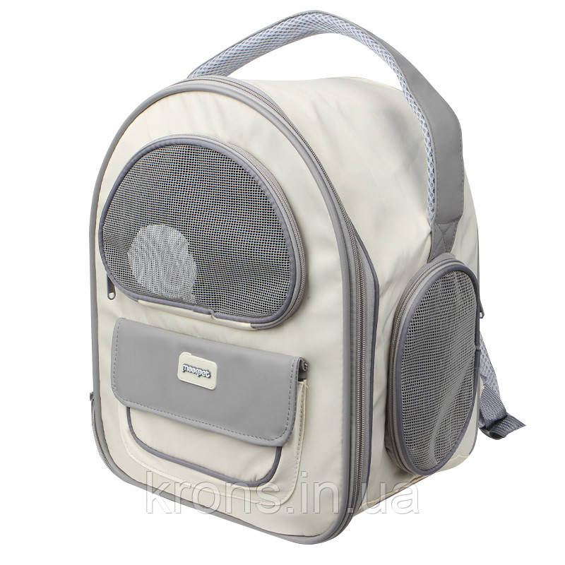 Рюкзак-переноска для тварин кішок і собак Moorpet 242210 33*34*22 см Gray, фото 1