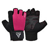 Рукавички для фітнесу RDX W1 HALF PINK PLUS-M, фото 4