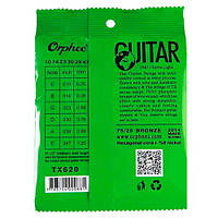 Струны для акустической гитары 6шт 10-47", 0.25-1.20мм, Orphee TX620