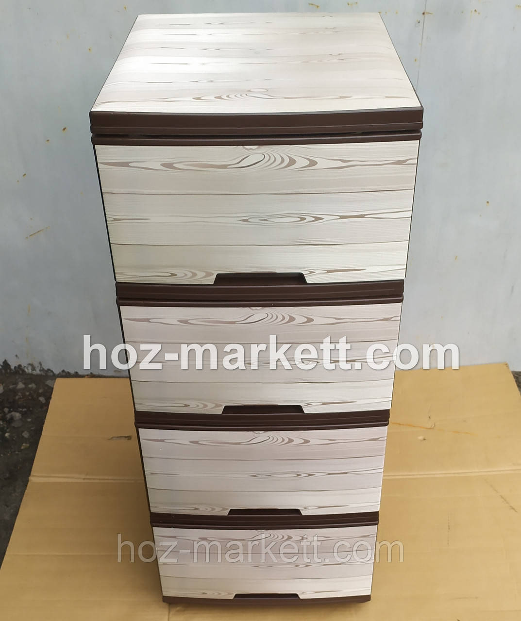 Комод пластиковий на 4 ящики коричневий "Дерево", фото 1