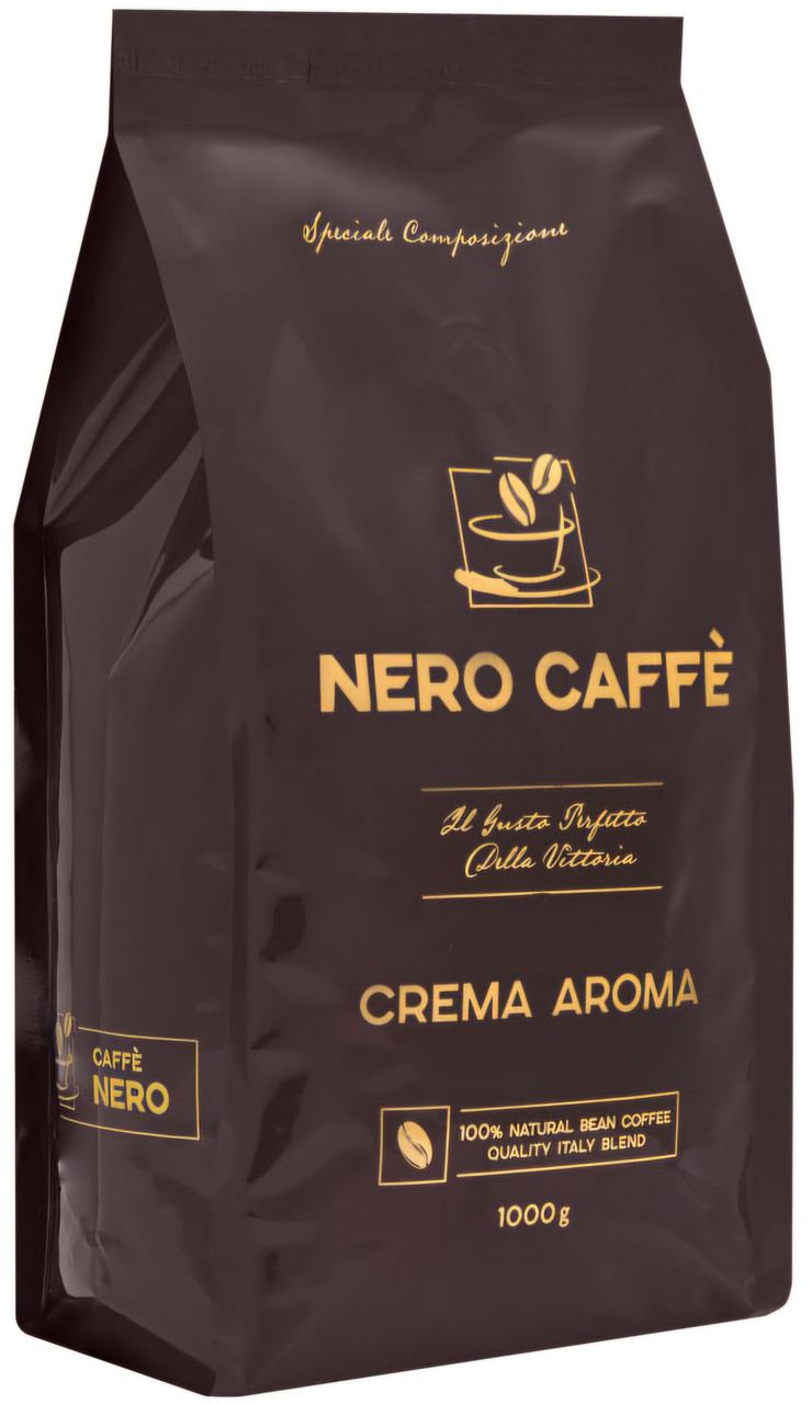 СЕРТИФІКАТ! Кава в зернах NERO CAFFE Crema Aroma 1кг 30/70 (кава свіжого обсмажування з шоколадними нотками)