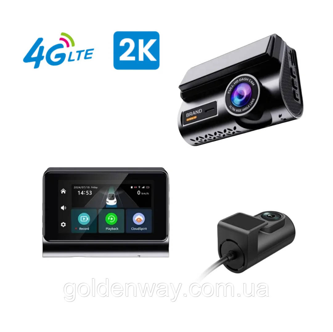 Відеореєстратор P85 із сім картою 4G та онлайн моніторингом WiFi GPS трекер + Задня внутрішня камера