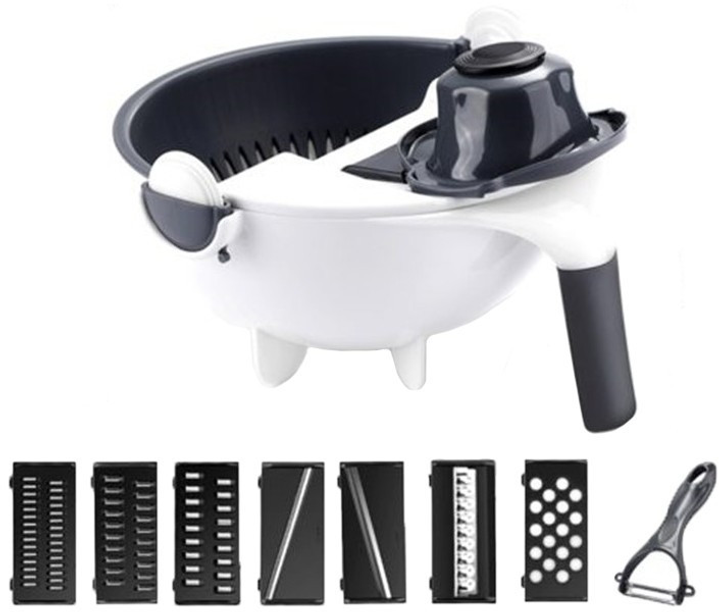 Овочерізка-мультислайсер з кошиком Білий, фото 1