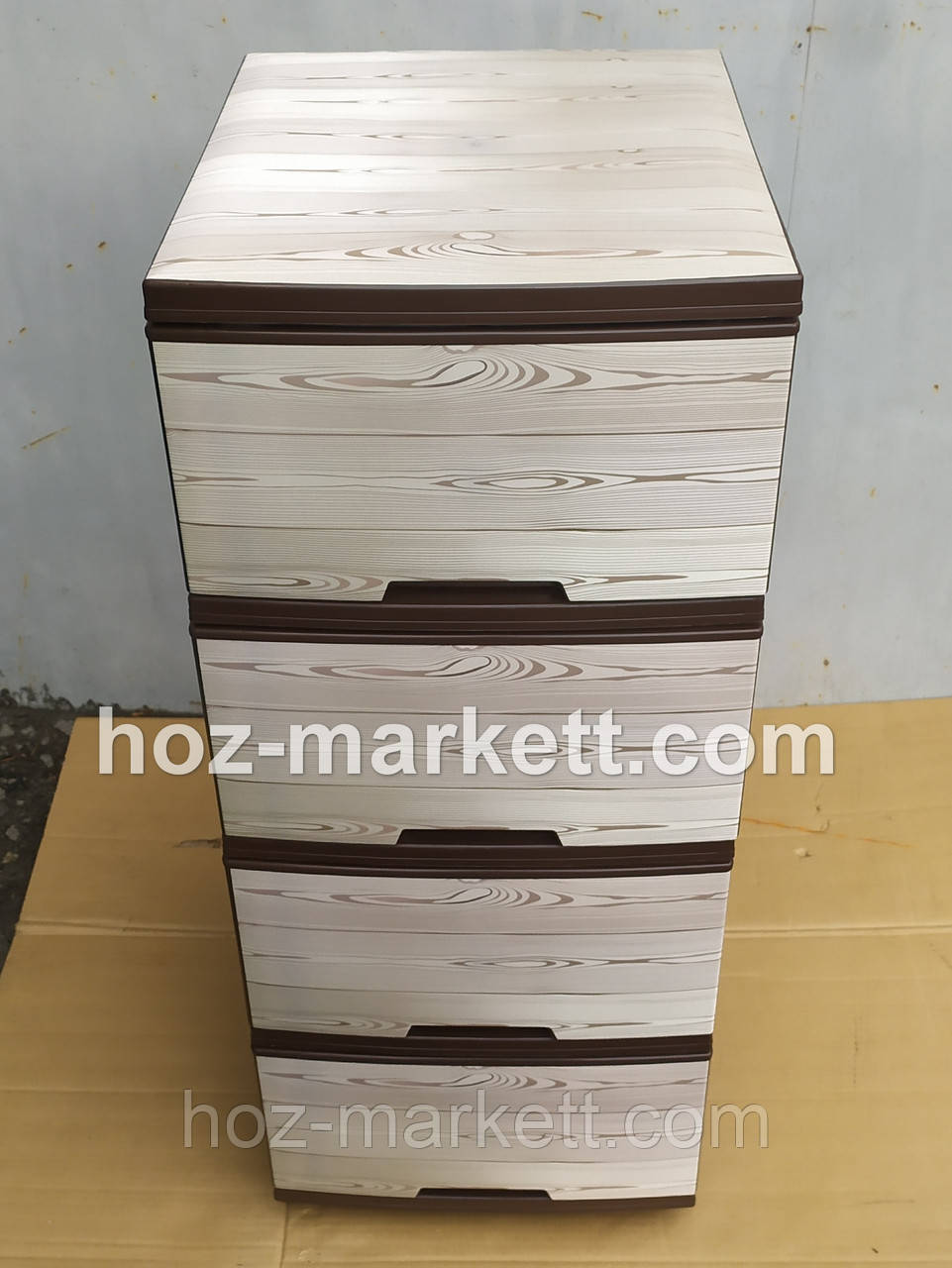 Комод пластиковий на 4 ящики коричневий "Дерево", фото 1