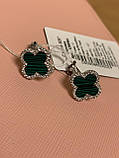 Срібні сережки конюшина зелені д.14мм, фото 4