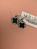 Срібні сережки конюшина зелені д.14мм, фото 6