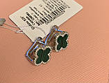 Срібні сережки конюшина зелені д.14мм, фото 5