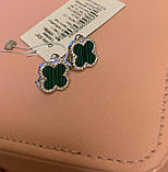 Срібні сережки конюшина зелені д.14мм, фото 7