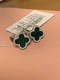 Срібні сережки конюшина зелені д.14мм, фото 2