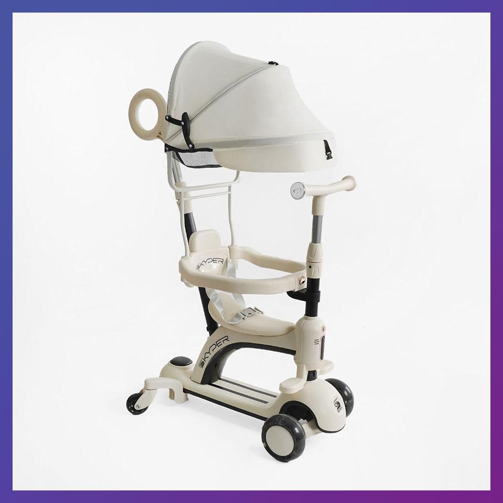 Дитячий триколісний самокат біговел із сидінням складаний Skyper BG-50123 5в1 для дітей від 1 року Білий, фото 1