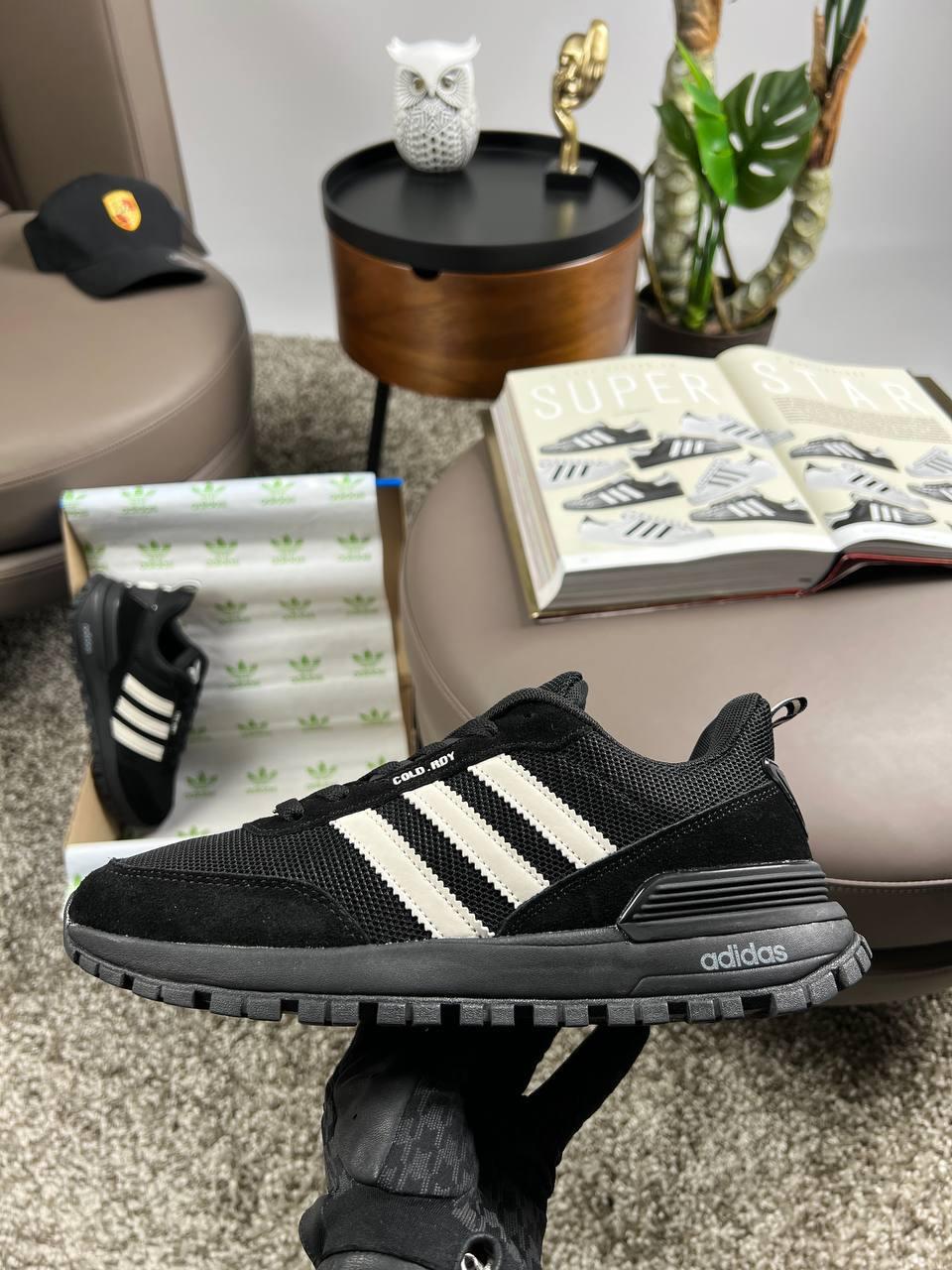 Чоловічі кросівки замша текстиль Adidas ZX Street All Black White, кеди чоловічі Адідас чорні. Чоловіче взуття