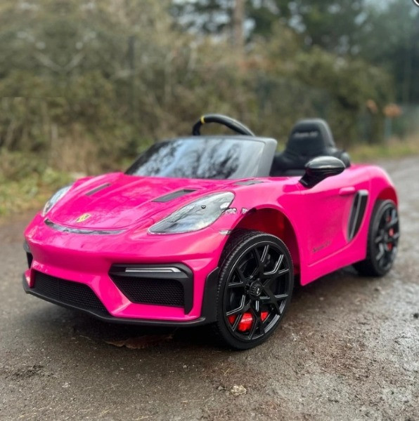 Дитячий електромобіль акумуляторний Porsche Spyder M 6055 з пультом радіокерування для дітей 3-8 років Рожевий