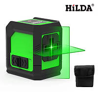 Лазерний рівень нівелір Hilda 2 лінії із сумкою для перенесення Зелений