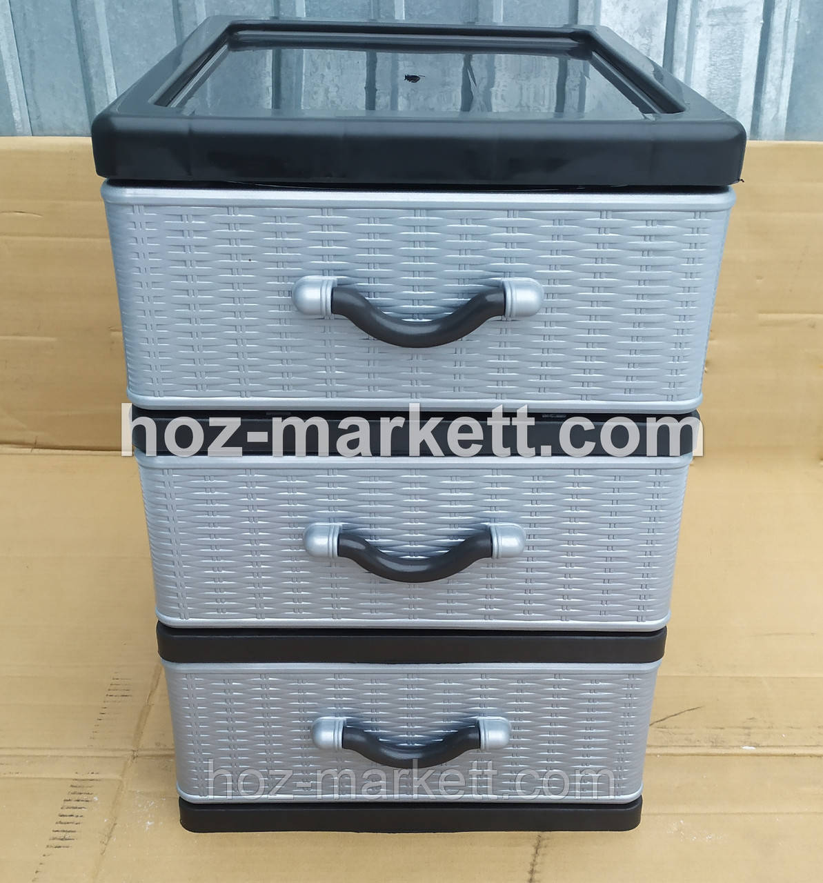 Комод-гамбочка міні на 3 ящики сіро-чорна, фото 1