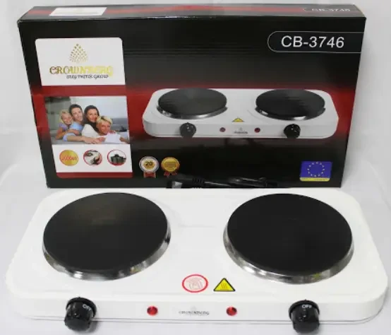 УЦІНКА! Двоконфоркова електроплита дискова настільна Crownberg CB-3746 2000W (Погана упаковка 2602) LS