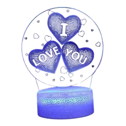Світильник-нічник у формі серця, 3D LED, I Love You, 7 кольорів LS NNLED77