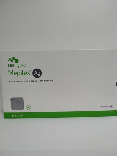 Пов'язка Мепилекс  Аг Mepilex  Ag (10 x 21см)  —сорбційна пов'язка з окантовкою та сріблом (1 шт.)