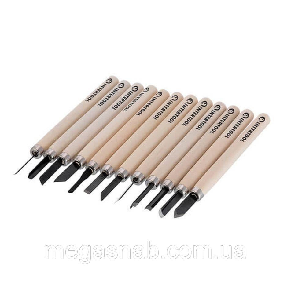 Набір різців по дереву 12 шт INTERTOOL HT-3504, фото 1