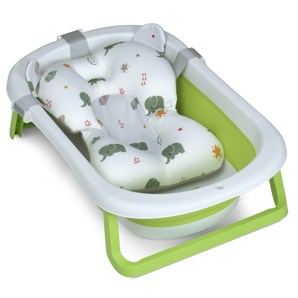 Ванночка ME 1151 PLUS Grass Green (1шт) дитяча, з термометром, вкладиш, силікон, складана 78,3*49,3*20,5,