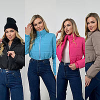 Жіноча весняна укорочена куртка : 42,44,46 чорна блакитн малина біла беж