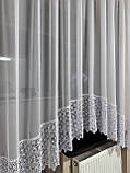 Тюль арка на кухню з мереживом. Коротка кухонна тюль. Фіранка для кухні, фото 2