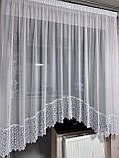 Тюль арка на кухню з мереживом. Коротка кухонна тюль. Фіранка для кухні, фото 8
