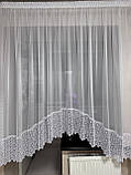 Тюль арка на кухню з мереживом. Коротка кухонна тюль. Фіранка для кухні, фото 4