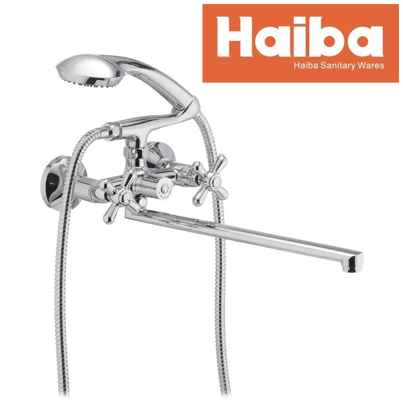 Змішувач для ванни Haiba Dominox 140 з довгим виливом латунь