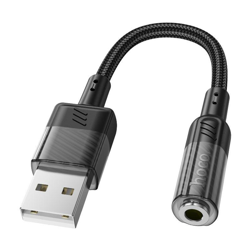Перехідник Aux Hoco LS37 Spirit 2in1 transparent external sound card USB to 3.5mm Gray