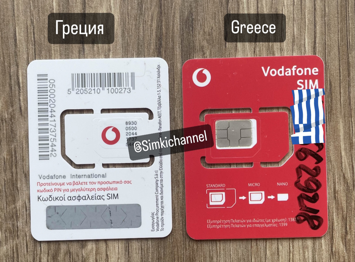 Сім карти Греції Vodafone 🇬🇷