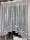 Тюль арка на кухню з мереживом. Коротка кухонна тюль. Фіранка для кухні, фото 6