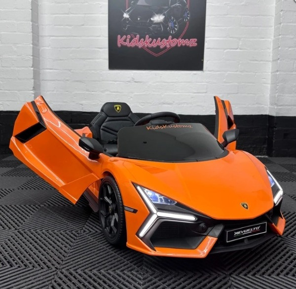 Дитячий електромобіль на акумуляторі Lamborghini M 6068 з пультом радіокерування для дітей 3-8 років Жовтогарячий